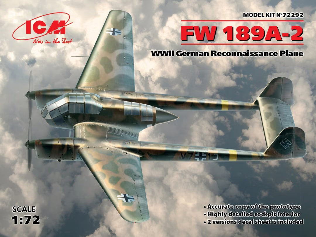 ICM 1/72 Fw 189A-2 WWII German Reconnaissance Plane (72292)