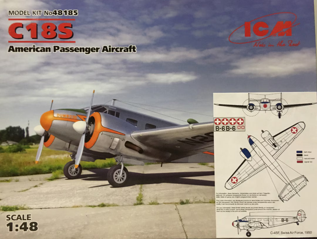 ICM 1/48  C18S / C45F, Swiss Air Force, 1950 American Passenger Aircraft (48185)