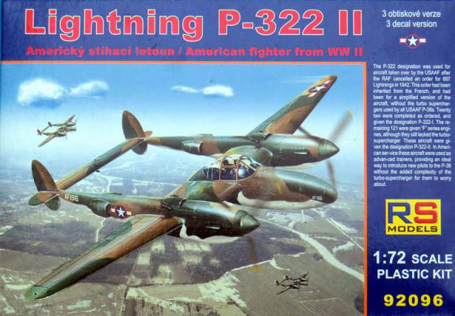 RS Models 1/72 Lockheed P-322 II Lightning ( 92096)