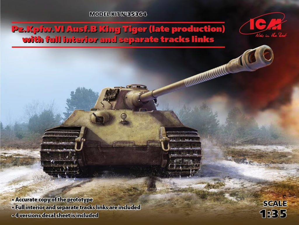 ICM 1/35 Pz.Kpfw. VI Ausf. B King Tiger (late production) with full interior and separate track links (35364)