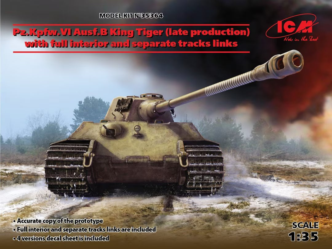ICM 1/35 Pz.Kpfw. VI Ausf. B King Tiger (late production) with full interior and separate track links (35364)