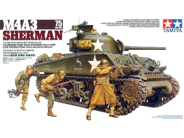 Tamiya 1/35  U.S. Medium Tank M4A3 Sherman 75mm Gun (35250)