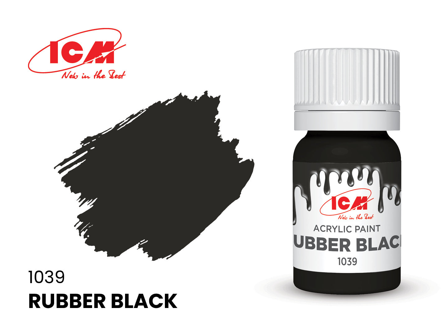 ICM Acrylic Paint 12ml Rubber Black (1039)