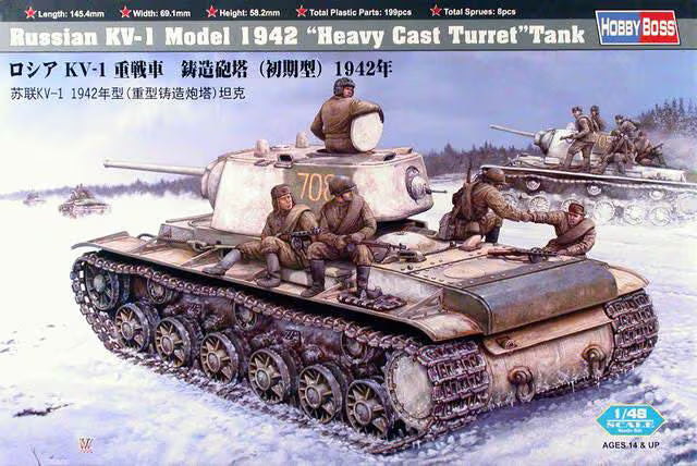HobbyBoss 1/48  Russian KV-I Model 1942 "Heavy Cast Turret" Tank (84813)