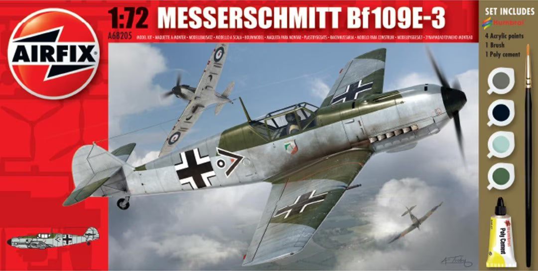 Airfix 1/72 Messerschmitt Bf109E-3 Starter Set w/Paints (A68205)