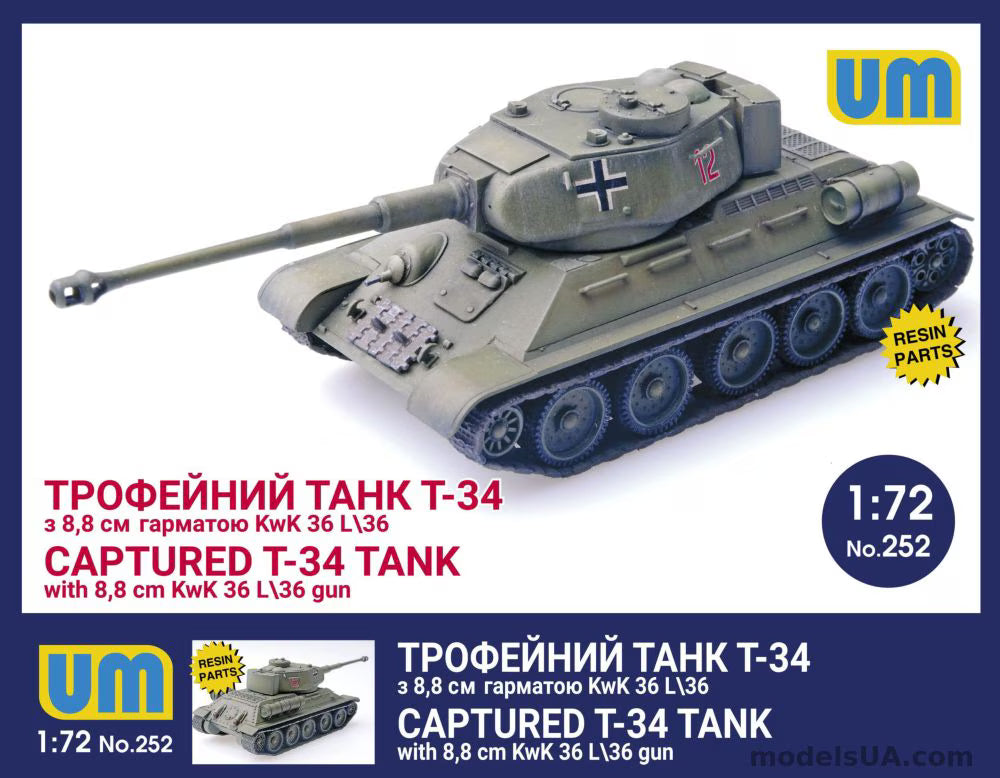 UM 1/72 Captured T-34-85 with Tiger I 8,8cm KwK 36 L\36 gun (252)