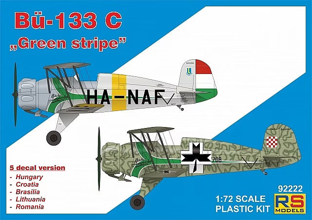 RS Models 1/72 Bü-133 C "Green stripe" 5 decal version (Hungary, Croatia, Brasilia, Lithuania, Romania) (92222)