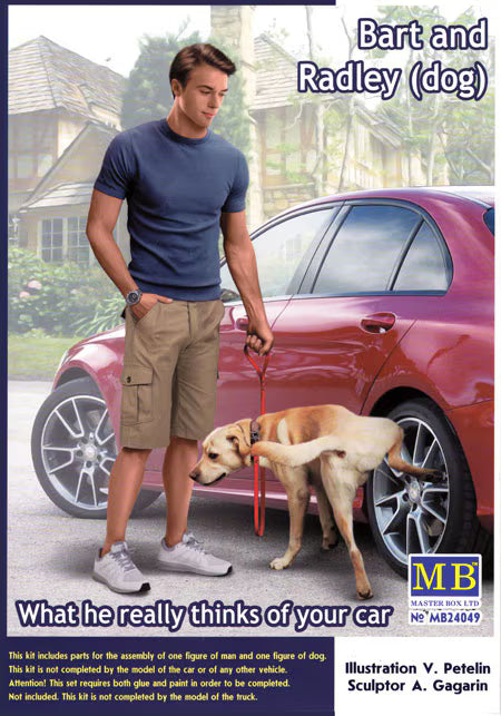 Master Box Ltd 1/24 Bart and Radley (dog) What he really thinks of your car (MB24049)