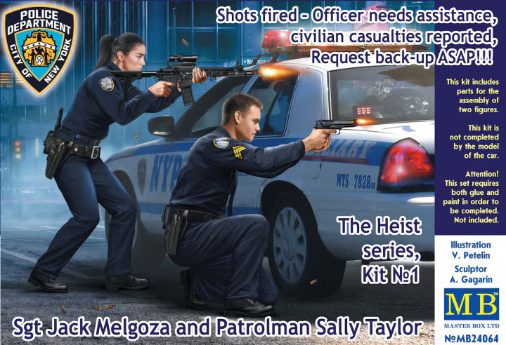 Master Box Ltd 1/24 The Heist series, Kit №1 Sgt Jack Melgoza and Patrolman Sally Taylor Shots fired (24064)