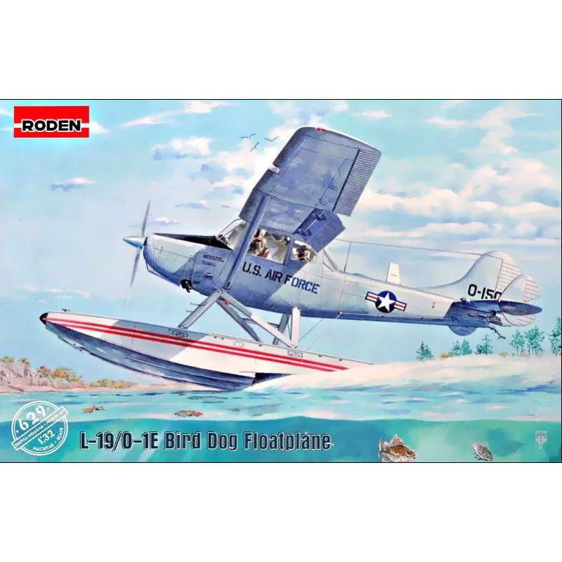 Roden 1/32 L-19/O-1E Bird Dog Floatplane (629) — New — image 1 of 3