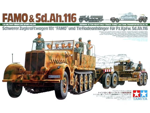 Tamiya 1/35 Sd.Kfz.9 FAMO 18t & Sd.Ah.116 Trailer (35246) — New — 1/35 scale, German half-track, Tank transporter