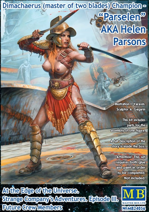 Master Box Ltd 1/24 At The Edge of The Universe. Strange Company's adventures.  Episode III. Future Crew Members.  Dimachaerus (master of two blades) Champion – "Parselen" AKA Helen Parsons (MB2403556)