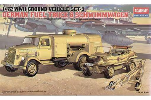 Academy 1/72 German Fuel Truck & Schwimmwagen WWII Ground Vehicles set-3 (13401)