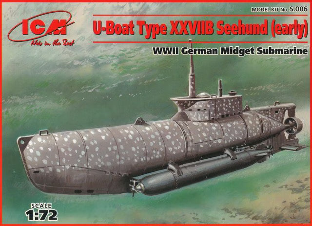 ICM 1/72 U-Boat Type XXVIIB Seehund (early) WWII German Midget Submarine (S.006)