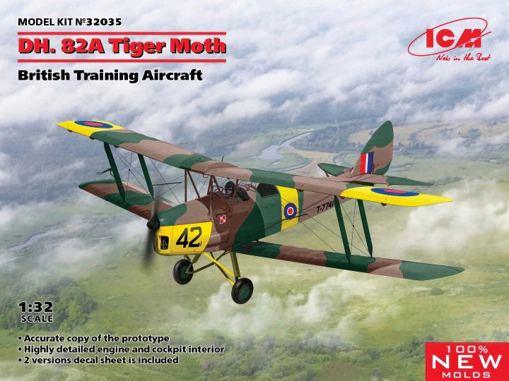 ICM 1/32 DH. 82A Tiger Moth British Training Aircraft (32035)