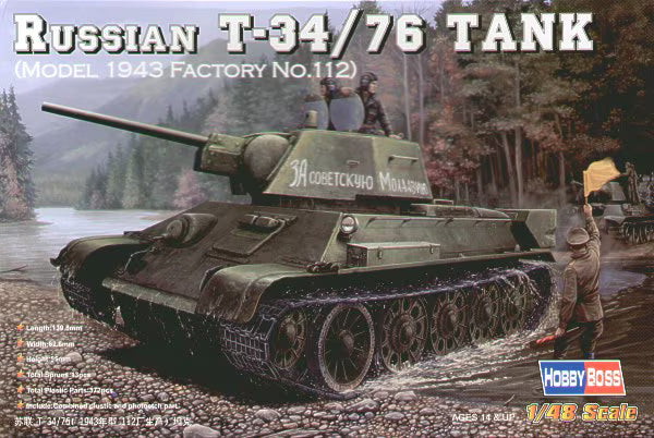 HobbyBoss 1/48 Russian T-34/76 Tank (Model 1943 Factory No.112)  (84808)