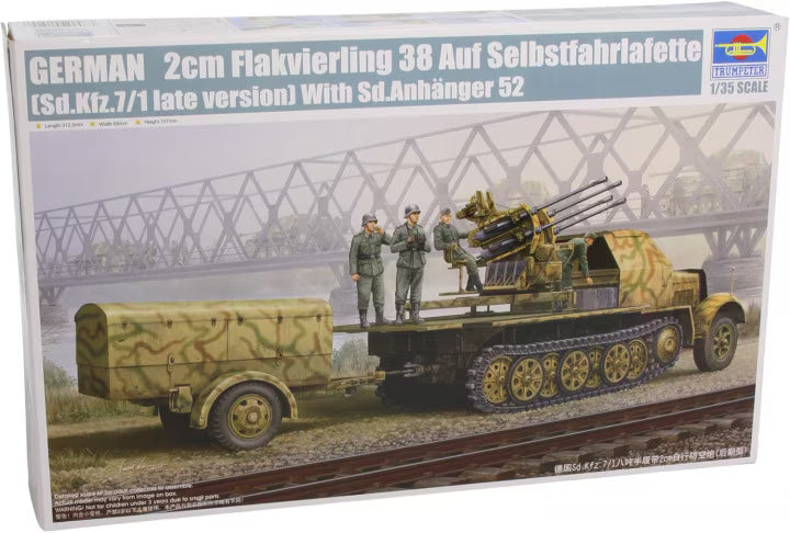 Trumpeter 1/35 German 2cm Flakvierling 38 Auf Selbstfahrlafette (Sd.Kfz.7/1 late version) with Sd.Anhänger 52 (01524)