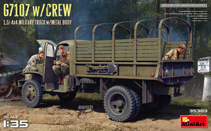 MiniArt 1/35 G7107 1½-ton 4X4 Cargo Truck w/Metal Body, w/Crew (35383)