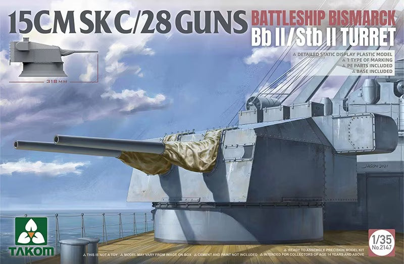 Takom 1/35 15 cm SK C/28 Guns Bismarck Bb II/Stb II Turret (2147)