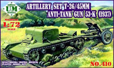 UM Models 1/72 Artillery Set T-26 / 45mm Anti-Tank Gun 53-K (1937) (410)