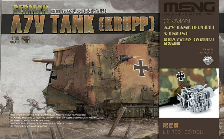 Meng 1/35 German A7V Tank (Krupp) & Engine Limited Edition (TS-017s)