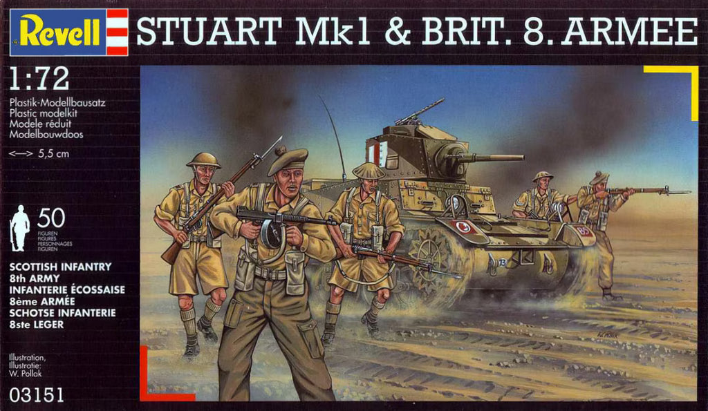 Revell 1/72 Stuart Mk.I & Britische 8. Armee (1/76 Matchbox kit with 1/72 Revell figures) (03151)