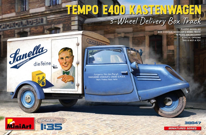 MiniArt 1/35 Tempo E400 Kastenwagen 3-Wheel Delivery Box Truck (38047)
