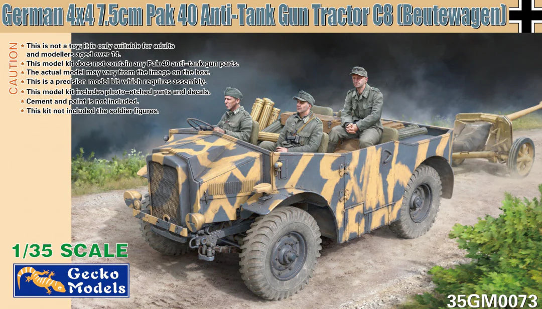 Gecko 1/35 German 4x4 7.5cm Pak 40 Anti-Tank Gun Tractor C8 (Beutewagen) (35GM0073)