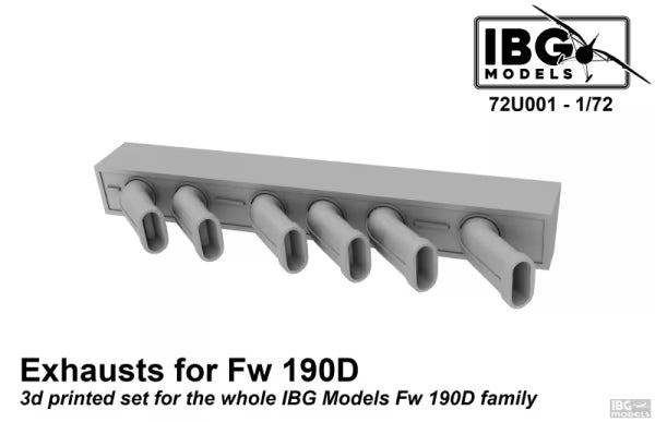 IBG 1/72 Exhausts for Fw 190D 3D Printed Set (72U001)