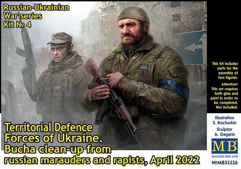 Master Box Ltd 1/35 Russian-Ukrainian War Series Kit No 4 Territorial Defence Forces of Ukraine.  Bucha clean-up from Russian marauders and rapists, April 2022  (MB35226)