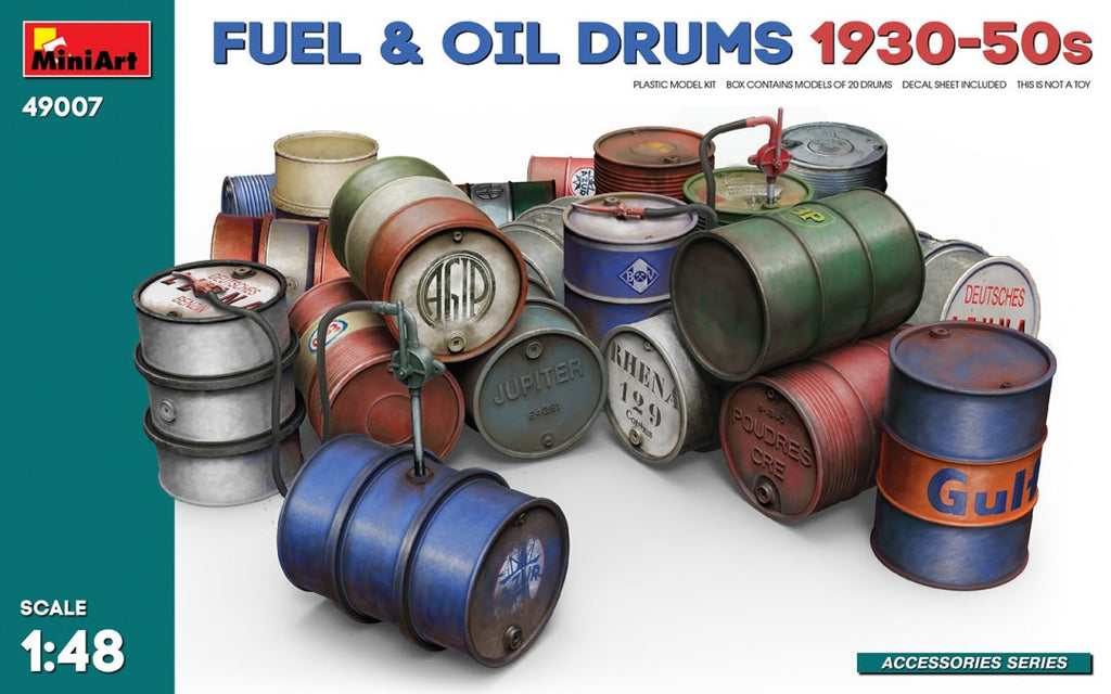 MiniArt 1/48 Fuel & Oil Drums 1930-50s (49007)