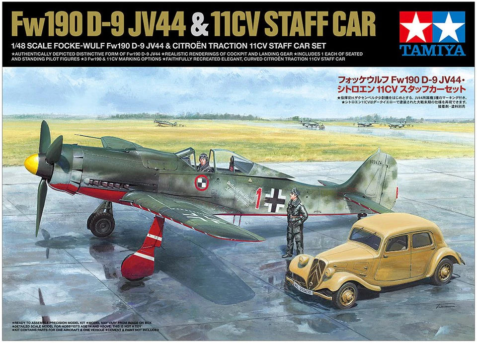 Tamiya 1/48  Focke-Wulf Fw190 D-9 JV44 & Citroen Traction 11CV Staff Car (25213)