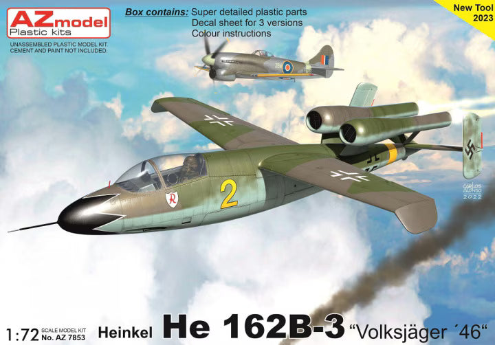 AZmodel 1/72 Heinkel He 162B-3 “Volksjäger 46” (AZ 7853) — New — Aircraft, Luft 46, What If