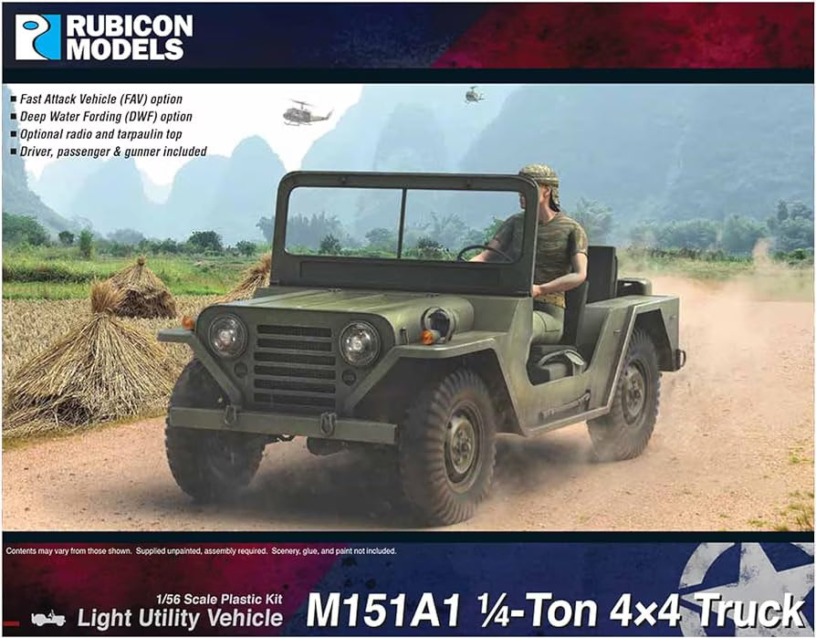 Rubicon Models 1/56 Light Utility Vehicle M151A1 1/4-Ton 4x4 Truck (280124)