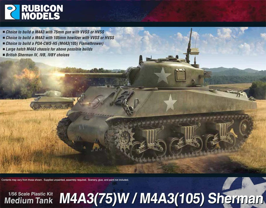 Rubicon Models 1/56 Medium Tank M4A3(75)W / M4A3(105) Sherman (280111)