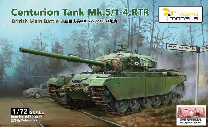 Vespid Models 1/72 Deluxe Edition Centurion Mk.5/1 - 4. RTR British Main Battle Tank (VS720017S)