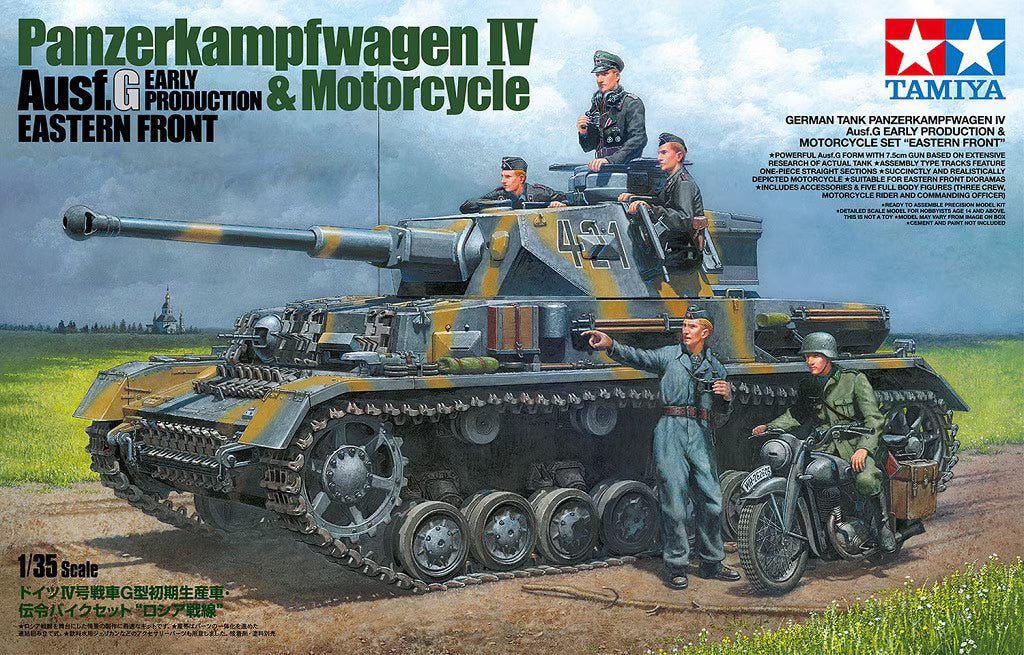 Tamiya 1/35 Panzerkampfwagen IV Ausf G. Early Production & Motorcycle Eastern Front (25209)