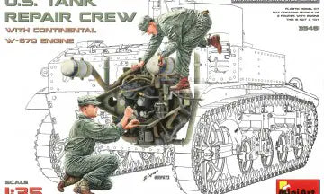 MiniArt 1/35 U.S. Tank Repair Crew w/Continental W-670 Engine (35461)
