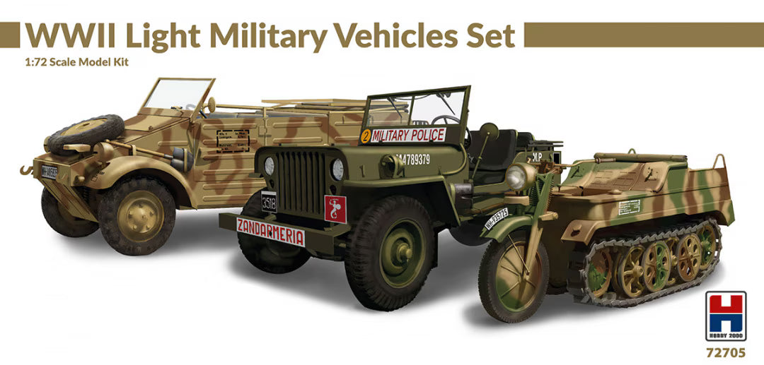 Hobby 2000 1/72 WWII Light Military Vehicles Set (72705)