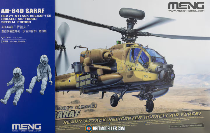 Takom 1/35 AH-64D SARAF with Figures (QS-005S) — New — 1/35 scale, Attack helicopter, Israeli Apache
