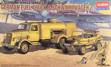 Academy 1/72 German Fuel Truck & Schwimmwagen WWII Ground Vehicles set-3 (13401)
