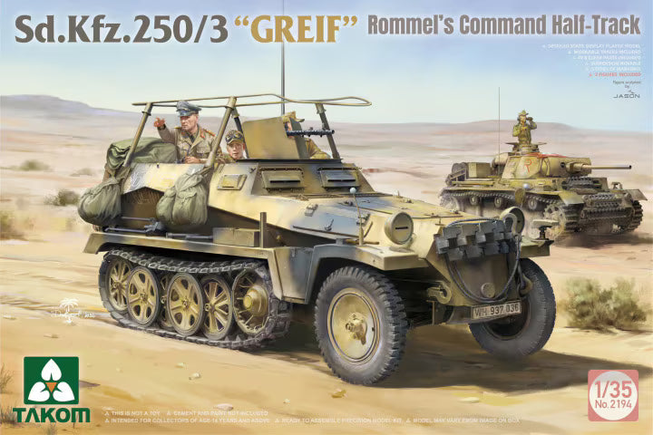 Takom 1/35 Sd.Kfz.250/3 “GREIF” Rommel’s Command Half-Track (2194) — New — 1/35 scale, Afrika Korps, German half-track