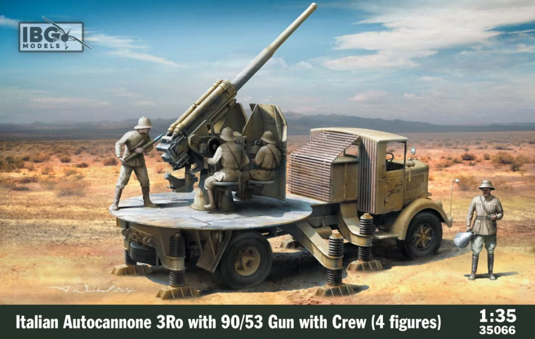 IBG 1/35  Italian Autocannone 3Ro with 90/53 Gun with Crew (4 Figures) (35066)