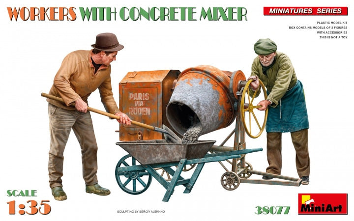 MiniArt 1/35 Workers With Concrete Mixer (38077)