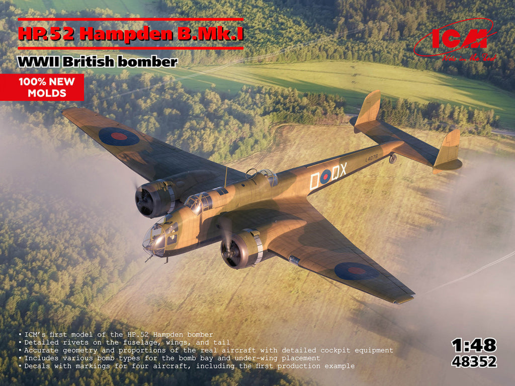 ICM 1/48 HP.52 Hampden B.Mk.I WWII British Bomber (48352)