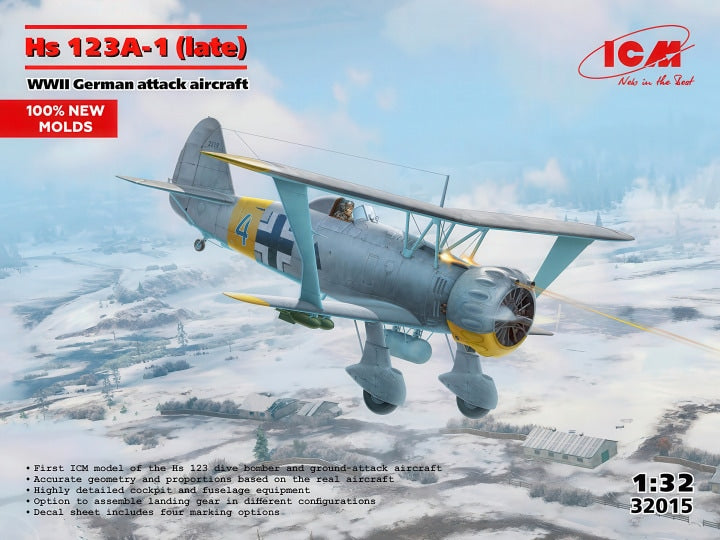 ICM 1/32 Hs 123A-1 (late) WWII German attack aircraft (32015)