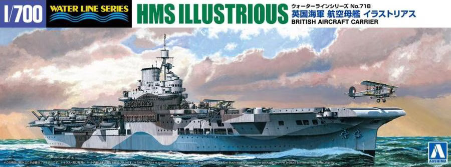 Aoshima 1/700 Water Line Series No. 718 British Aircraft Carrier HMS Illustrious (06958)