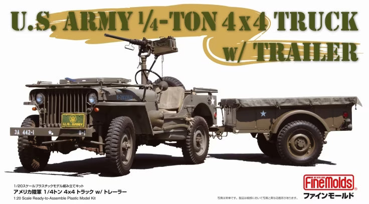 Fine Molds 1/20 U.S. Army 1/4-ton 4x4 Truck w/ Trailer (82002)