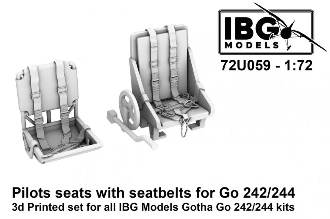 IBG 1/72 Gotha Go-242A-1 / Go-244 - Pilots Seats with Seatbelts 3D-Printed for IBG Models kits (72U059)