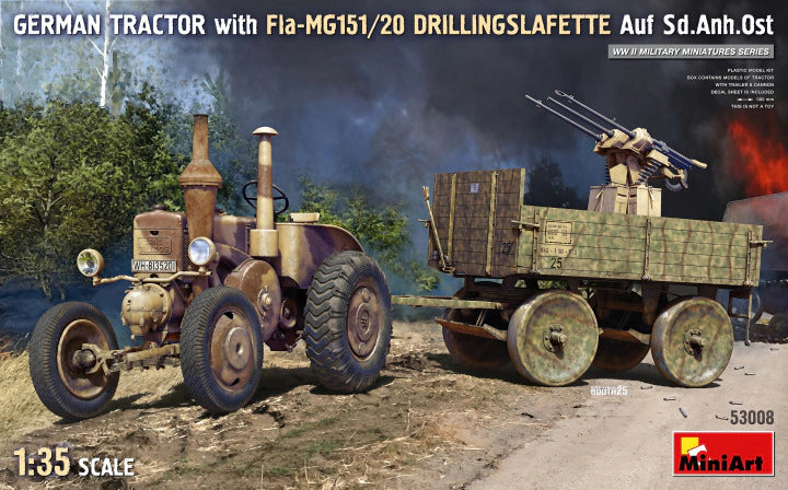 MiniArt 1/35 German Tractor with Fla-MG151/20 Drillingslafette auf Sd.Anh.Ost (53008)